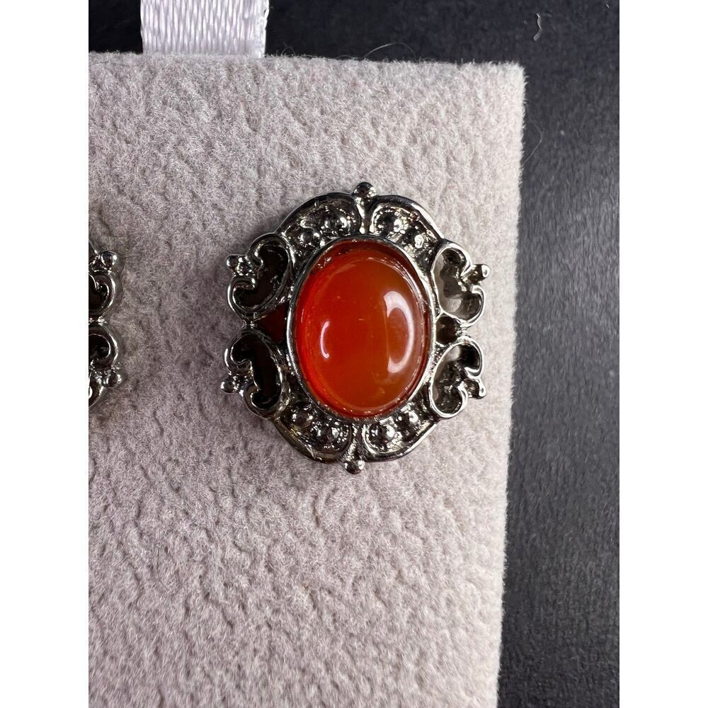 Carnelian stainless steel stud earrings - Picture 10 of 11